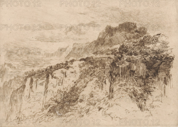 Mountains in Seelisberg, print, printmaker: Carel Nicolaas Storm van 's-Gravesande (signed by