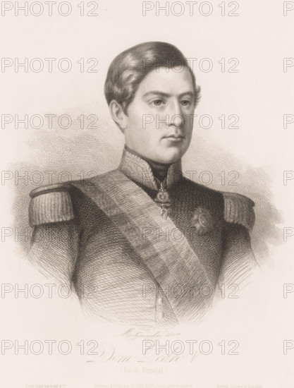 Portrait of Peter V of Portugal, Dom Pedro V, print, printmaker: Pierre Guillaume Metzmacher,