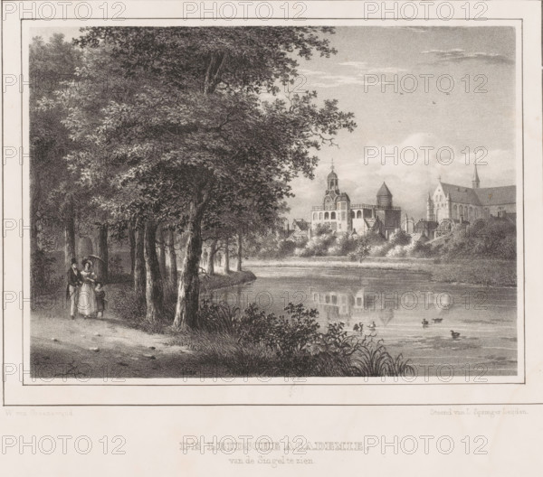 Leidsche Academie, The Leiden Academy seen from the Singel, Views in the surroundings of Leiden,