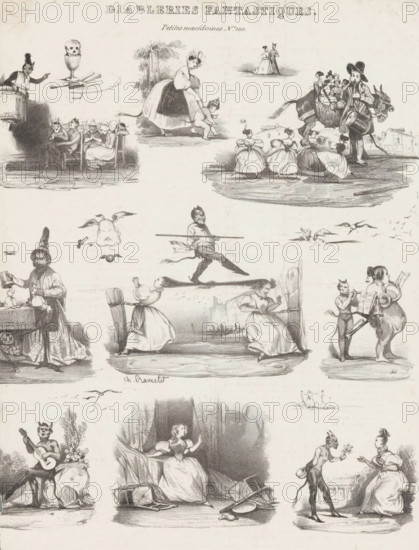 Fourteen depictions with devils, Incredible devilish tricks, Small and varied scenes by Aubert,