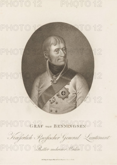 Portrait of Levin August Gottlieb Graf von Bennigsen, print, printmaker: Meno Haas, after painting
