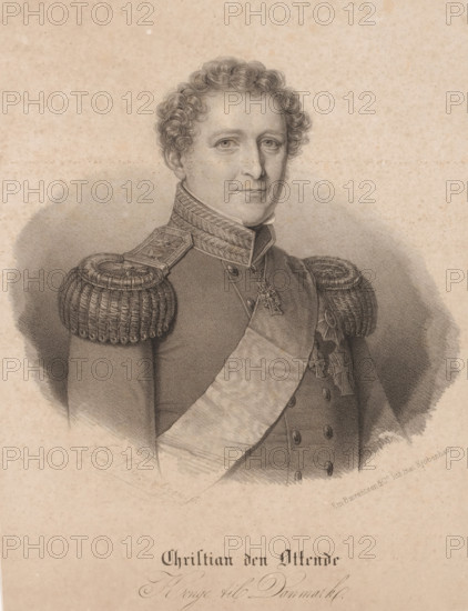 Portrait of King Christian VIII, print, inscription: 'Em Baerentzen. fec.', inscription: 'Christian
