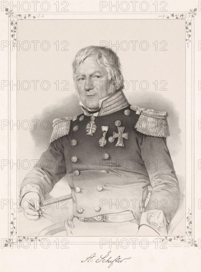 Portrait of Andreas Schifter, print, inscription: 'CA Jensen pinx.', inscription: 'Em. Baerentzen &