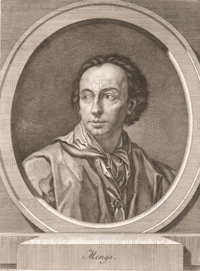 Portrait of Anton Raphael Mengs, print, printmaker: Johann Heinrich Lips, 1779, paper, etching,