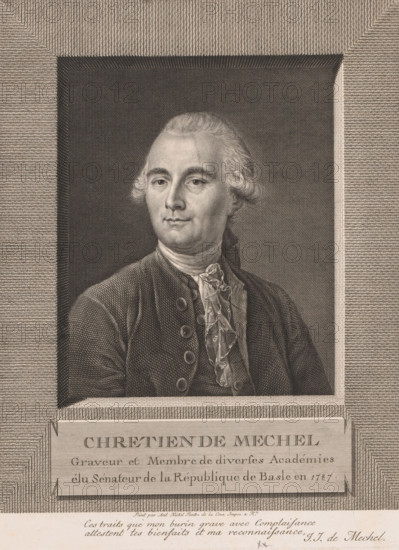 Portrait of Christian von Mechel, print, printmaker: Johann Jakob von Mechel, after painting by