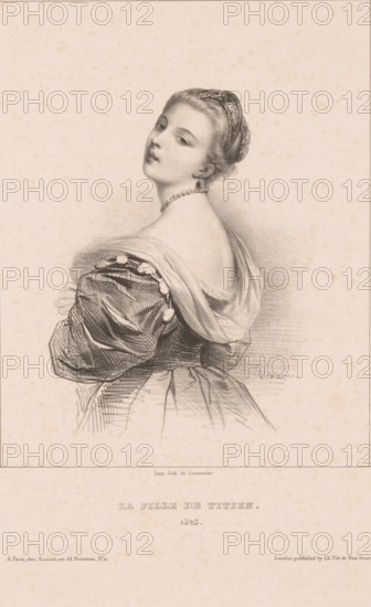Portrait of Cecilia Soldano, La fille de Titien, 1525, Famous painter's models, print, printmaker: