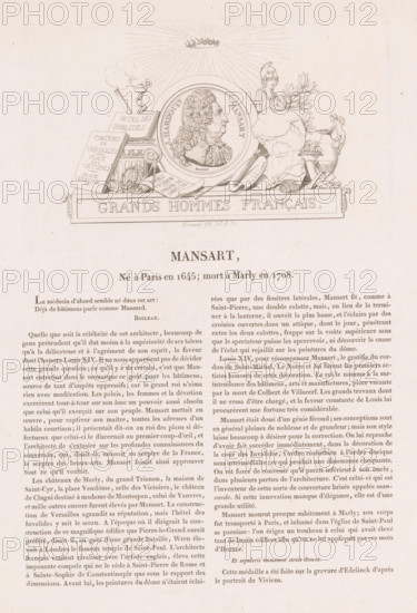 Mansart, Portrait of Jules Hardouin-Mansart, Galerie métallique des grands hommes français, Gallery