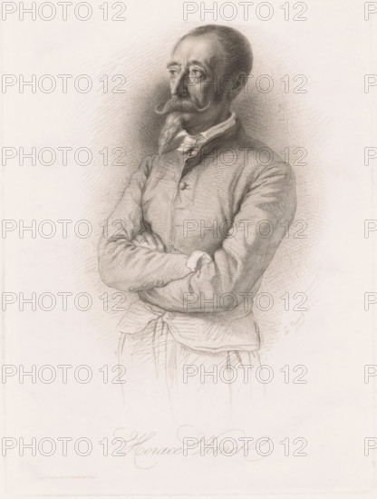 Portrait of Horace Vernet, print, printmaker: Léopold Massard, printer (person): Chardon ainé, F.,