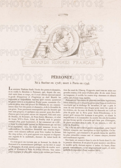 Perronet, Portrait of Jean-Rodolphe Perronet, Galerie métallique des grands hommes français,