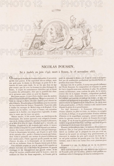 Portrait of Nicolas Poussin, Nicolas Poussin, Gallery of medals with French greats, Galerie