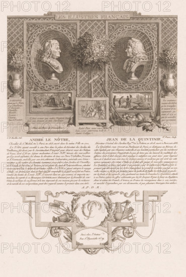 Allegorical portraits of André Le Nôtre and Jean-Baptiste de la Quintinie, Portraits of French