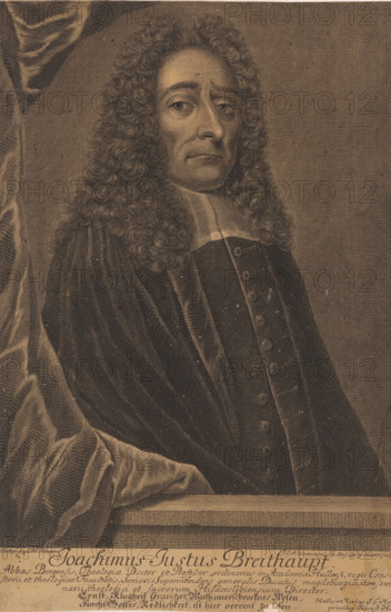 Portrait of Joachim Justus Breithaupt, print, printmaker: Christian Albrecht Wortmann, Germany,