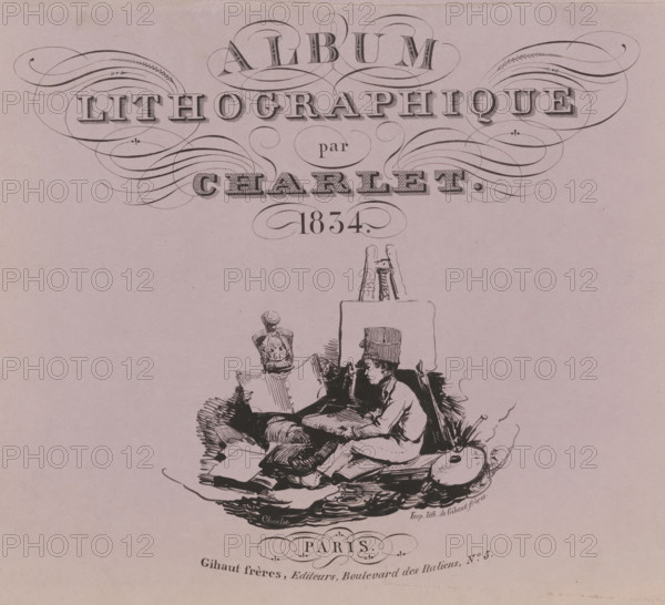 Cover for: Lithographic album 1834, Album lithographique par Charlet 1834, wrapper, Cover with