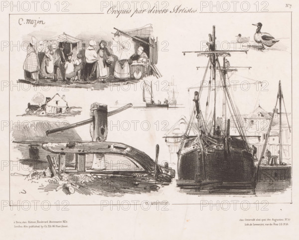 Various sketches of sailor life, Sketches by various artists, Croquis par divers artistes, print,