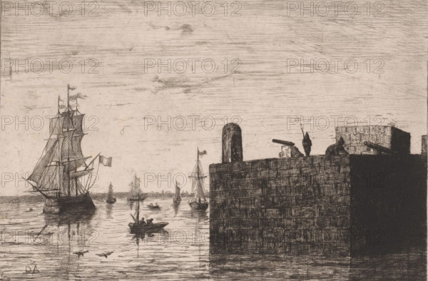 Harbour of La Goulette, Souvenirs from Tunis, print, printmaker: Vicomte Arthur-Jean Le Bailly