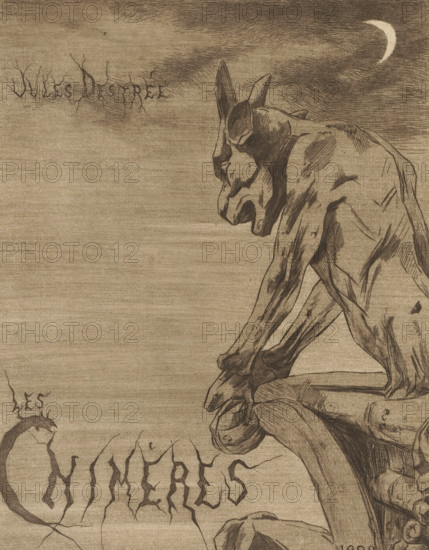Gargoyle of Notre-Dame in Paris, Title page for: Jules Destrée, Les Chimères, 1889, print, title