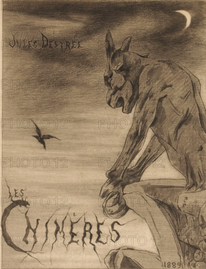 Gargoyle of Notre-Dame in Paris, Title page for: Jules Destrée, Les Chimères, 1889., print, title