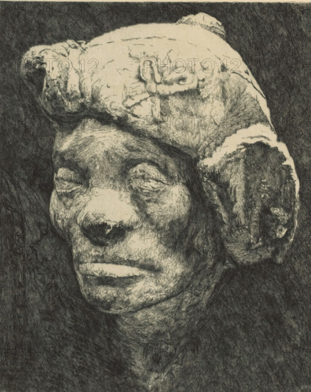 Head of a human, print, inscription: '3eme etat', printmaker: Marie Danse (signed by artist), 1889