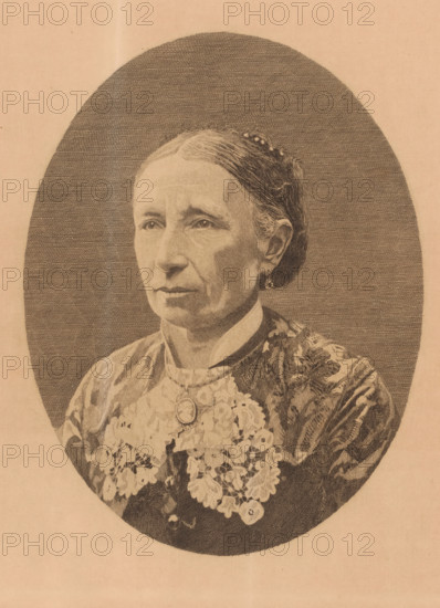 Portrait of an unknown woman, possibly Mrs. Boulez, print, watermark: 'French lily in a coat of