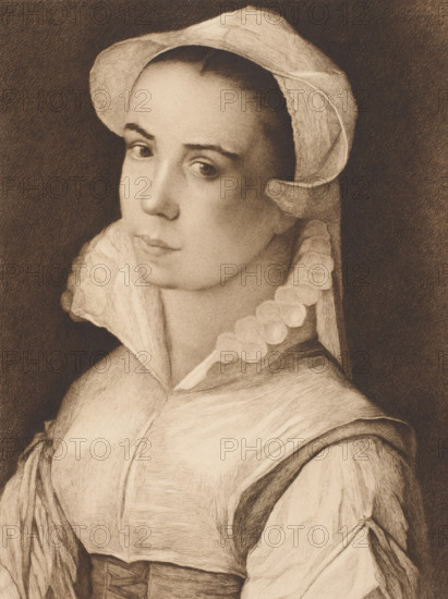 Portrait of an unknown young woman, print, annotation: 'epreuve d'artiste dernier etat',
