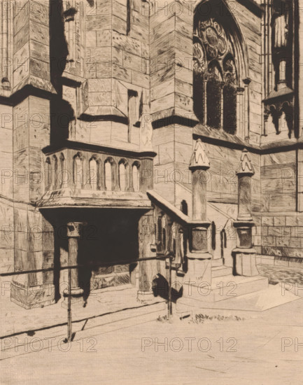 Stairs at the facade of Notre-Dame in Paris, A Notre Dame Paris, print, annotation: '1er etat, 2