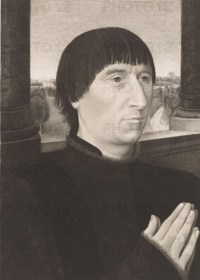 Donor portrait of Willem Moreel, print, inscription: 'Dernier état', printmaker: Joseph Dujardin