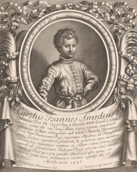 Portrait of Duke Carolus Joannes Amadeus II, Portraits of the Dukes of Savoy, print, Series number,