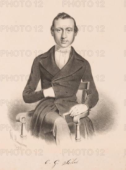 CG Schot, Portrait of CG Schot, print, printmaker: Hendrik Ringeling, Leiden, 1849, paper, chine