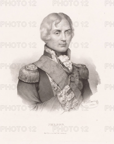 Portrait of Horatio Nelson, Duke of Bronte, Nelson, print, check stamp, printmaker: Antoine Maurin,