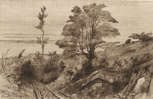 Souvenir de Moulins-Warnaut (original title), Country road near Warnant, print, Country road in a
