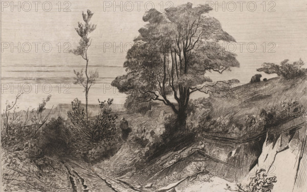 Country road near Warnant, Souvenir de Moulins-Warnaut (original title), print, Country road in a