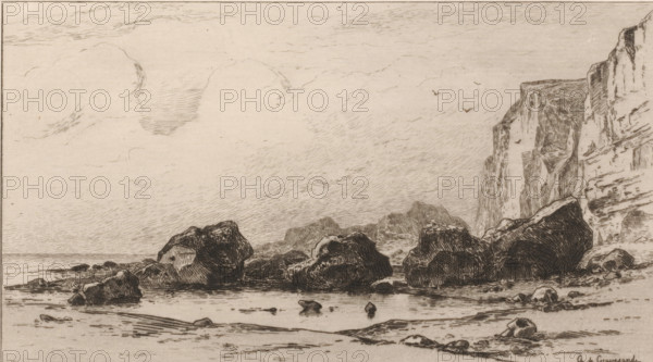 Eboulement de rochers près de Veules (original title), Boulders at Veules, Souvenir du Hâvre