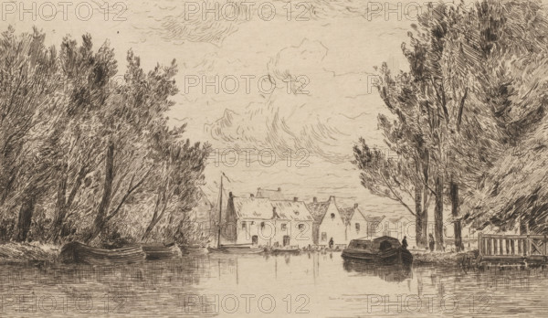 View of Crooswijk, Crooswijh (Faubourg de Rotterdam) (original title), print, View of the Crooswijk