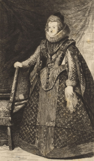 Portrait of Elisabeth of Bourbon, print, Hippert&Linnig 206, printmaker: Léopold Flameng, after