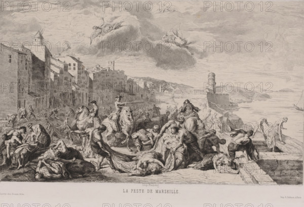 The Bully of Marseille, Victims of the bubonic plague are being disposed of in La Tourette,
