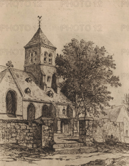 Church in the Ardennes, En Ardennes, print, printmaker: Jules Marie Armand Goethals, printer
