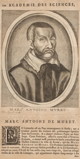 Marc, Antoine, Muret, Portrait of Muretus, print, book illustration, printmaker: Nicolas de