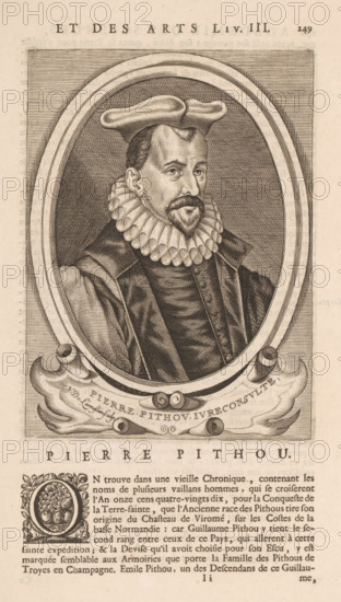 Portrait of Pierre Pithou, print, book illustration, printmaker: Nicolas de Larmessin (I),