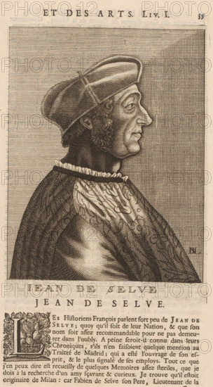 Portrait of Jean de Selve, print, book illustration, printmaker: Nicolas de Larmessin (I),