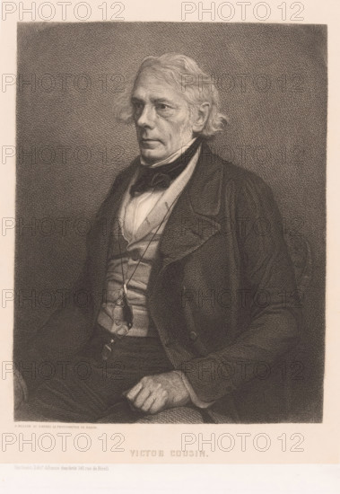 Portrait of Victor Cousin, Victor Cousin, print, printmaker: Alphonse Charles Masson, France, after
