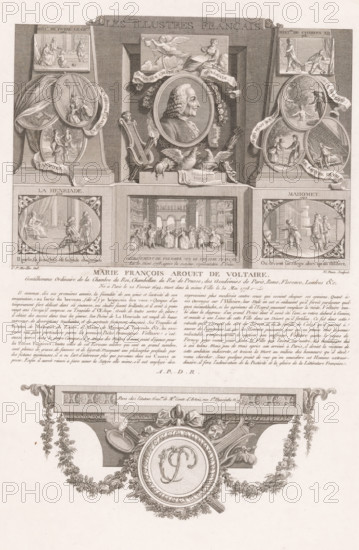 Allegorical portrait of Voltaire, Portraits of French historical figures, Les illustres français,
