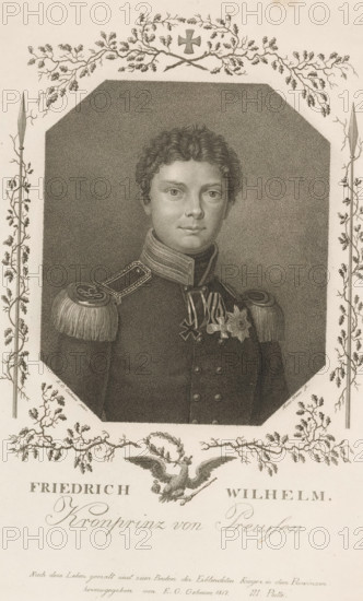 Portrait of Friedrich Wilhelm IV, print, printmaker: Meno Haas, after painting by Paul Ernst