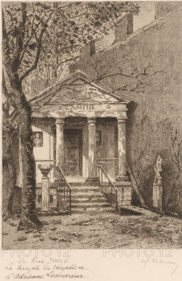 View of a temple at 20 rue Jacob in Paris, Street views of Paris, Le vieux Paris s'en va, print,