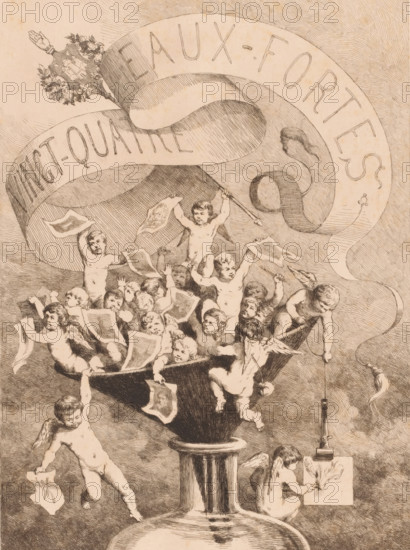 Twenty-four eaux-fortes, Funnel with putti holding prints in their hands, Album of the Antwerp