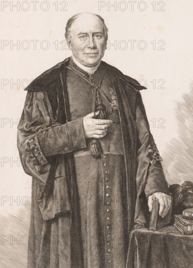 Portrait of a bishop, possibly Monsignor Lamy, print, annotation: '1er Etat de la planche',