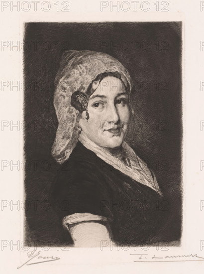 Kaatje, Portrait of an unknown woman, print, printmaker: Frans Lauwers (signed by artist), after