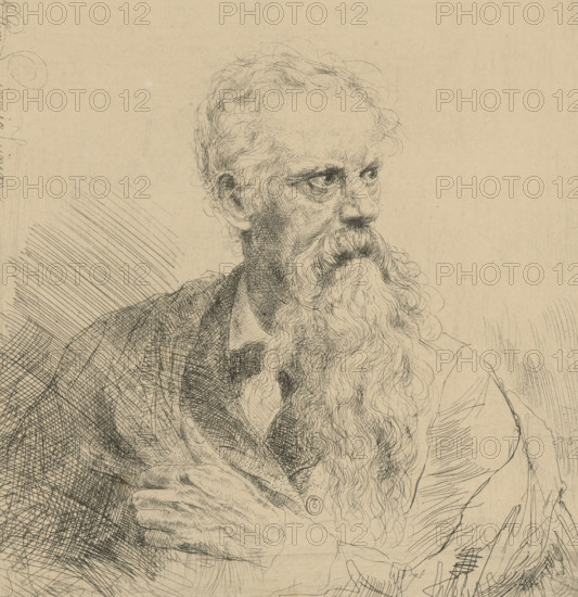 Portrait of an unknown bearded man, print, printmaker: Willem Linnig (II), 1852 - 1890, paper,