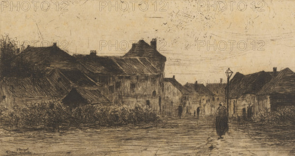 Vleurgat Bruxelles (original title on object), print, View of a village street., printmaker: Philip