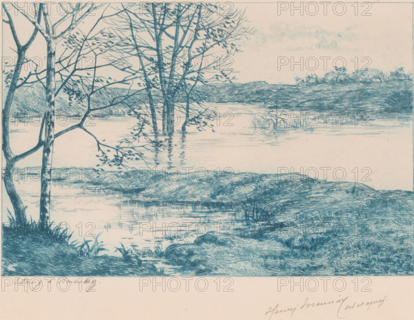 Waterplas in Bourlers, print, inscription: 'Etang à Bourlez', printmaker: Marc Henry Meunier