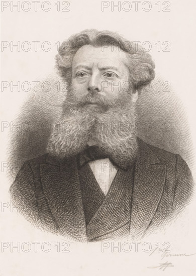 Portrait of August Michiels, print, inscription: '1re Epreuve', printmaker: Jean Baptiste Pierre
